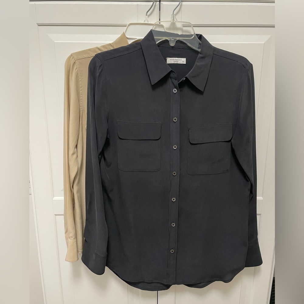 Two silk blouses by Equipment. Size small